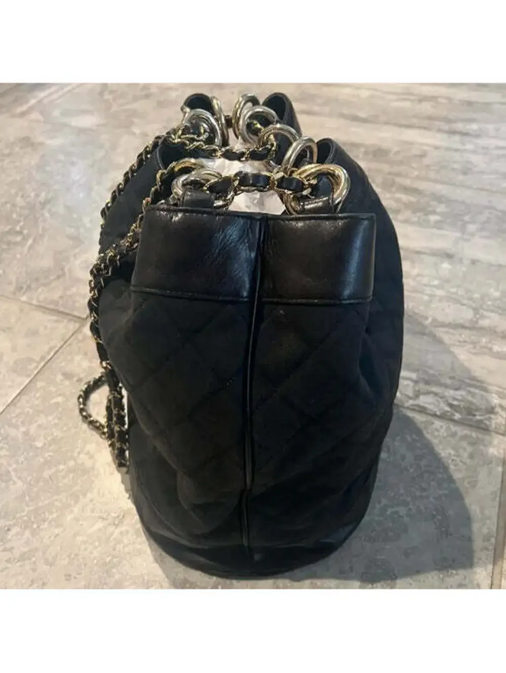 Chanel Black Canvas CC Chain Bucket Bag - Made in Italy - Rare Piece